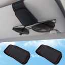 2 x TCJJ Sunglasses Holders for Car Visor,Car Magnetic Glasses Holder Leather Sunglasses Clip and Ticket Card Clip Suitable for Car Interior Visor and Different Size Eyeglasses(Carbon Fiber/2)