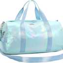 Gym Bag Sports Duffle Bag with Wet Pocket Weekender Overnight Bag with Waterproof Shoe Compartment for Girls Kids Women Travel Dance Yoga Workout Bag (Green)