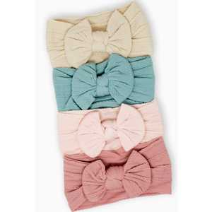 Yxiang 4 PCS Super Stretchy Soft Baby Headband,Cute Big Bows Head Wrap Nylon Headband for Baby Girls Newborn Infant Toddlers
