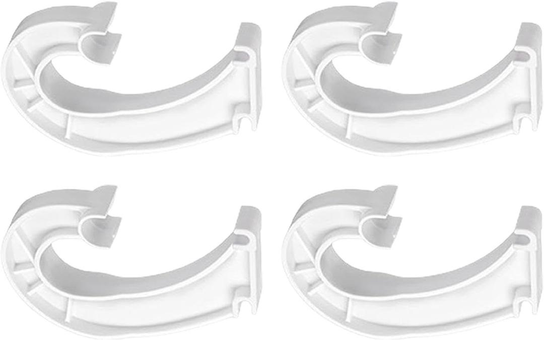 4 Pieces Closet Rod Support Hook Hanging Bar Rod Support Hanging Pole Holder Tube Rod Hook J Type Hooks Hanging Rod Bracket, White