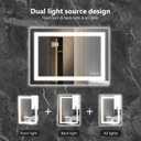 Sweetcrispy 20.1"x28.1" 1Smart Anti-Fog LED Bathroom Mirror with Front Light & Backlit, 3 Color Temperatures, Dimmable, Memory Function, Rectangle Modern Vanity Mirror