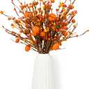 Fall Stems for Vases 6 Pack, 16.5" Artificial Berry Stems for Autumn Farmhouse with Pumpkin Orange Berry Picks and Faux Flower, Autumn Thanksgivings Harvest Decoration