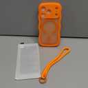 3 in 1 Magnetic for iPhone 17 Pro Case, 1X Screen Protector+1X Wrist Strap, Cute Wavy[Full Camera Protection] [Fit for MagSafe], Trendy Matte Women Girly Case for iPhone 17 Pro 6.3", Cosmic Orange