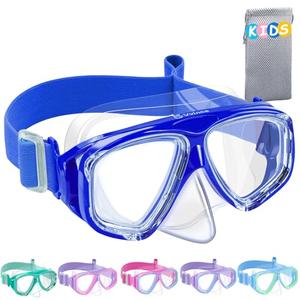 Vvinca Swim Goggles with Nose Cover, Kids Snorkeling Diving Mask Elastic Fabric Strap 180° Clear View Anti-Fog UV Protection Anti-Shattered Lens Pool Swimming Goggles for 3-14 Boys Girls Teens Youth