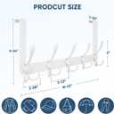 TICONN Over The Door Hooks, 5 Heavy Duty Tri Coat Rack All Metal Coat Hanger for Bathroom Bedroom Dorm (White, 1PK, Fit 1-3/8" Doors)