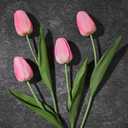 Yastouay 12-Pack Pink Tulips Artificial Flowers, Real Touch Latex Faux Tulips with Large Full Buds, Lifelike Vibrant Fake Tulips Bouquet for Spring Wedding Home Dcor, Table & Party Centerpiece