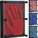 Jenaai 4 Pack 3D Pin Art Board Sensory Large 6 x 8 Inches Colorful Plastic Art Palm Board Push Pin for Gifts Fidget(Red, Blue, Light Blue, Pink)