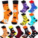 Shihanee 10 Pairs Halloween Socks Bulk Women Men Novelty Socks Spooky Pumpkins Ghosts Bats Cat Print Pattern Funny Crew Cotton Sock Halloween Gifts for Adult Teenager Cosplay Party Favors Supplies