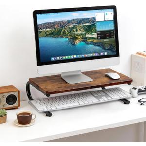 ARCOBIS Monitor Riser for Desk, Wood & Metal Computer Monitor Stand, Laptop, PC, Printer Stand Riser, Rustic Brown