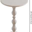 Small Round Metal Side Table, Lightweight Decorative Drink Table with Vintage Roman Column, Retro Distressed Accent Table for Living Room, Bedroom, Corners (1, Retro White)