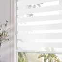 Persilux Cordless Zebra Blinds for Windows (34" W x 72" H, White) with Upgraded Cassette Light Filtering Dual Layers Sheer Roller Blinds Energy Saving Shades for Office and Home