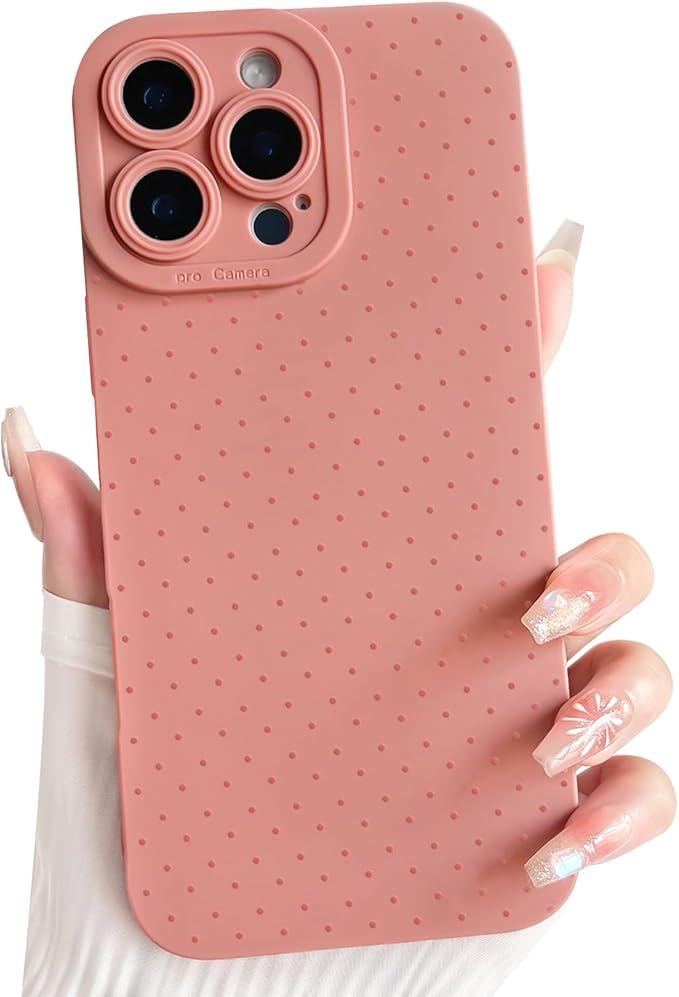 NITITOP Compatible for iPhone 17 Pro Max Case Cute Aesthetic Little Polka Dots Pattern Design for Women Men Girls Soft TPU Shockproof Stylish Full Camera Protective Phone Cover, Pink