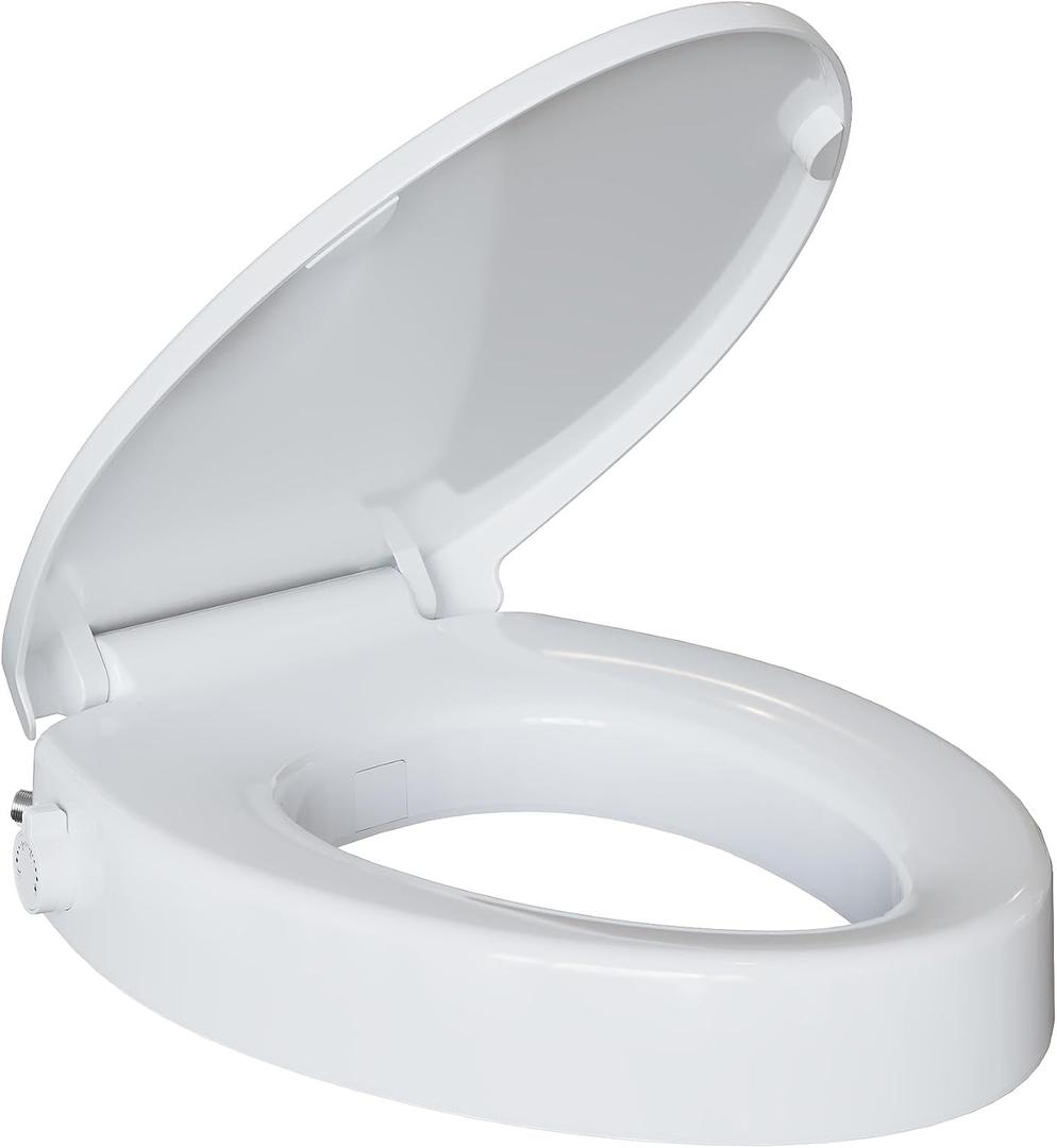 Bidet Toilet Seat Non Electric, Elongated Raised Toilet Bidet Seat with Dual Nozzles, Self Cleaning, Soft Close Lid, Rear and Feminine Washing for Seniors Adults