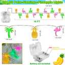 Summer Tropical Beach Hawaiian String Lights - 30 LED 16Ft Battery Operated Tropical Flamingo Pineapple Palm Tree Lights for Luau Pool Decor, Hawaii Theme Summer Outdoor Indoor Party Decorations
