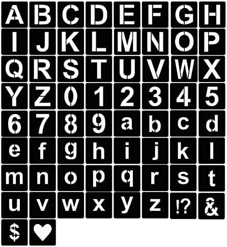 YEAJON 6 Inch Letter Stencils Symbol Numbers Craft Stencils, 66 Pcs Reusable Plastic Alphabet Templates for Painting on Wood, Wall, Fabric, Rock, Glass, Signage