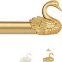 TANGWIN Gold Farmhouse Curtain Rods for Windows:66-120 Inch Adjustable Curtain Rod for Bedroom Living Room,Heavy Duty Decorative Rustic Drapery Rods with Vintage Swan Finials Easy Install,Brass Gold