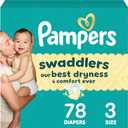 Pampers Swaddlers Diapers, Size 3 (13-26 lbs), 78 Count, Absorbent, Keeps Baby Dry and Comfortable, Skin Safe Disposable Baby Diaper