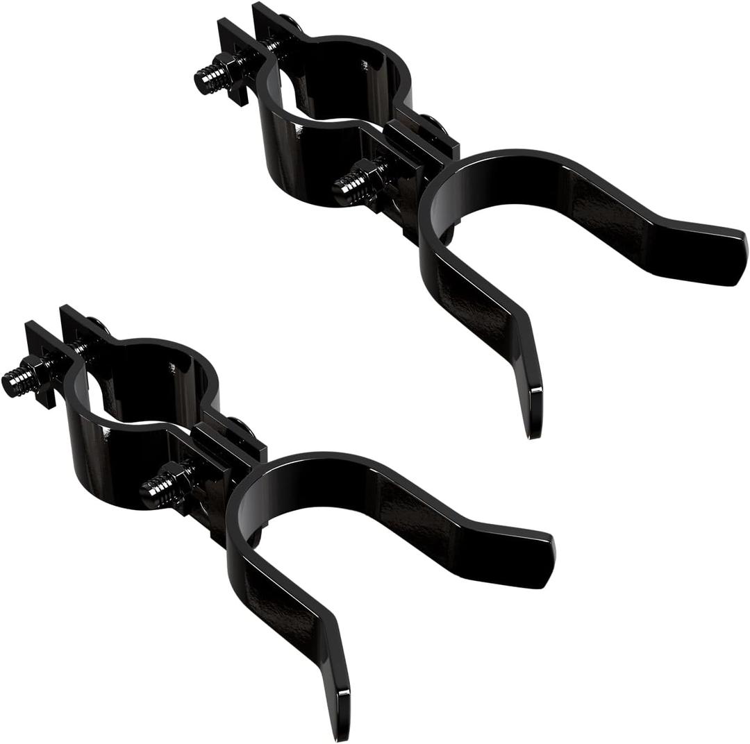 VIVIDA 1-3/8" x 1-3/8" Fence Gate Latch, Chain Link Fence Gate Fork Latch with Padlock Hole, Black Powder Coated, Bolts & Nuts Included, 2 PCS