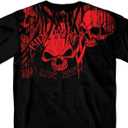 Hot Leathers Black Over The Top Skull Short Sleeve Tee (Medium)