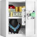 BlackSmith Home Safe Box 1.5 Cub Quick Access Biometric Safe with LCD Display, Fireproof Bag Digital Security Lock Box Secure Money Jewelry Documents for Office Hotel, White