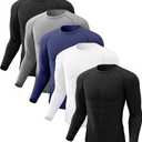 CL convallaria 4 or 5 Pack Men's Compression Shirt Workout Rash Guard Long Short Sleeve Undershirts for Athletic Gym Running, L