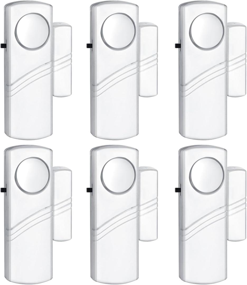 Security Door Window Alarm, 90DB Wireless Sensor Door Window Burglar Alarm, Door Alarms for Kids Safety, Easy Installation Doorbell Alarms for Office House Window Pool (6 Pack)