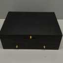 GENRICE Wooden Silverware Chest without Silverware Double-layer, Silverware Box Storage for Silver, Silverware Case with Handle and Felt Lined, Flatware Chest for 12 or 16 or more sets of Utensils