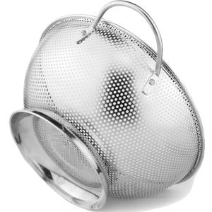 DLD Stainless Steel Micro-Perforated 5-Quart Colander - Professional Strainer with Heavy Duty Handles and Self-draining Solid Ring Base - Dishwasher Safe