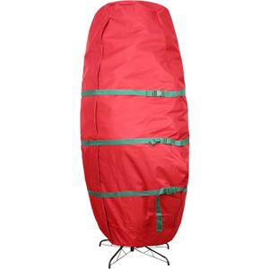 Sattiyrch Upright Christmas Tree Storage Bag,Fits Up to 9 ft Tall Artificial Tree,Heavy Duty 600D Canvas Red Christmas Tree Storage Container with Sleek Zipper and Durable Handles (9 FT)