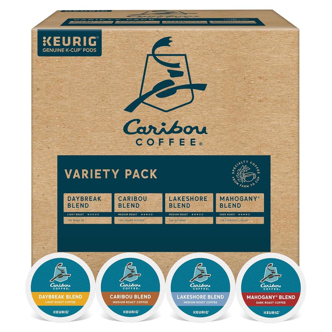 Caribou Coffee Single Serve Keurig K-Cup Pod Variety Pack, Light, Medium, and Dark Roast Coffees, 40-Count Box(Pack of 1) (EXP 08/26/25)