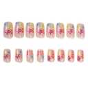 Flower Press on Nails Short Square Shaped Fake Nails with Colorful Floral Designs Full Cover Summer Press on Nails Glossy False Nail Acrylic Stick on Nail for Women Nail Art DIY 24 Pcs