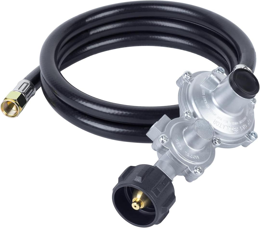 GASPRO 5 FT Two Stage Propane Regulator Hose with QCC and 3/8" Female for RV, Grill, Fire Pit, Gas Stove/Range More
