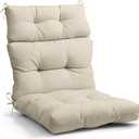 EAGLE PEAK Tufted Outdoor/Indoor High Back Patio Chair Cushion, Set of 1, 46'' x 22'', Beige