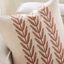 100% Cotton Farmhouse Leaves Throw Pillow Covers Set of 2, 18x18 Inch Terracota Pastoral Decorative Print Cushion Covers for Sofa Bed Living Room Home Decor