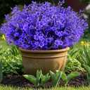 12 Bundles Artificial Flowers Fake Bouquets for Outdoor Planters, UV Resistant Faux Floral, Realistic Purple Flowers for Home Garden, Porch Decor