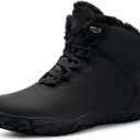 Womens Mens Barefoot Boots | Waterproof Winter Snow Boots | Warm Ankle Booties with Arch Support | Wide Width Hike Work Shoes | Zero Drop Sole | (Black)