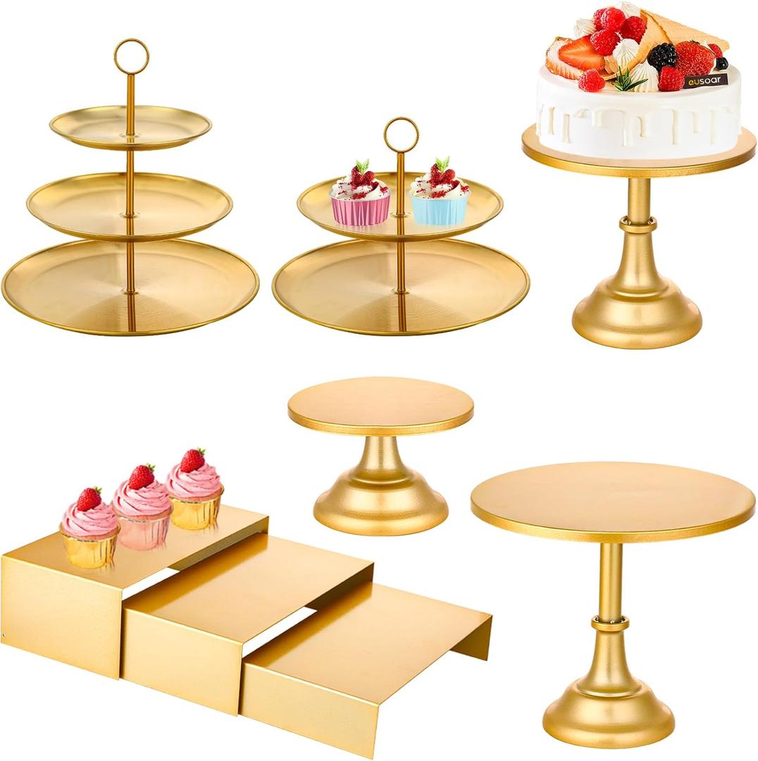 EUSOAR Gold Cupcake Display Stand, 8pcs Dessert Table Display Set Cupcake Display Stand, Cup Cake Tower Stand Fruit Candy Cookies Display Cupcake Holder For Wedding Birthday Tea Party