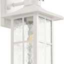 FLEDAVID Motion Sensor Outdoor Wall Light Fixtures Dusk to Dawn Exterior Porch Lantern White Outside Sconce Lighting Rustic Wall Mount Lamp with Water Ripple Glass for House Garage Patio Entryway