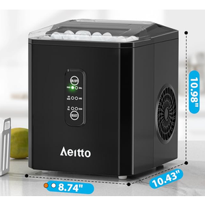 Ice Makers Countertop, 9 Ice Cubes Release in 6 Mins, 26Lbs/24H, 2 Sizes of Bullet Ice Machine