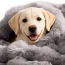 Dog Blanket Self-Warming Throw for Medium & Large Dogs, Dual-Side Sherpa Plush, Thick Crate Bed Cover & Car Seat Mat, Anti-Static Machine Washable No Shrink, 39x30 Inch Gray