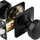 Matte Black Door Knob Interior, Keyless Turn Lock Door Handle for Bath & Bed