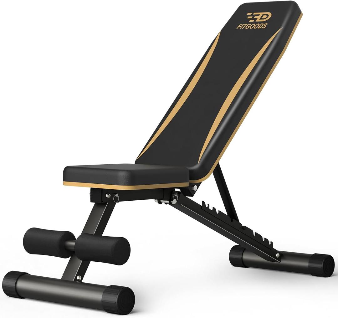 FitGoods Adjustable Weight Bench - Heavy-Duty Foldable Workout Bench for Home Gym, 660 LBS Capacity, Incline & Decline, Multi-Position Strength Training Bench, Compact Storage
