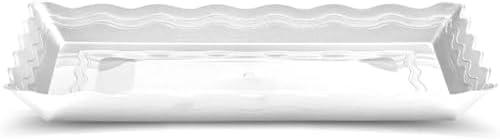 Elegant White Premium Wave Serving Tray - 9" x 13"- Heavyweight Plastic, Perfect for Parties, Weddings, and Catering Events