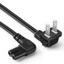 CableCreation 3 Feet 18 AWG Angled 2-Slot Non-Polarized Angle Power Cord (IEC320 C7 to Nema 1-15P), 0.915M / Black