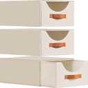 DIMJ Closet Organizers and Storage - Stackable Fabric Storage Bins with Drawers, Closet Shelf Organizer Clothes Storage for Bedroom, Living Room (3 Pack, Beige)
