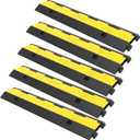 VEVOR Cable Protector Ramp, 5 Packs 2 Channels Speed Bump, Rubber Modular Humps Rated 11000 LBS Load Capacity, Protective Wire Cord Ramp Driveway Rubber Traffic Speed Bumps Cable Protector