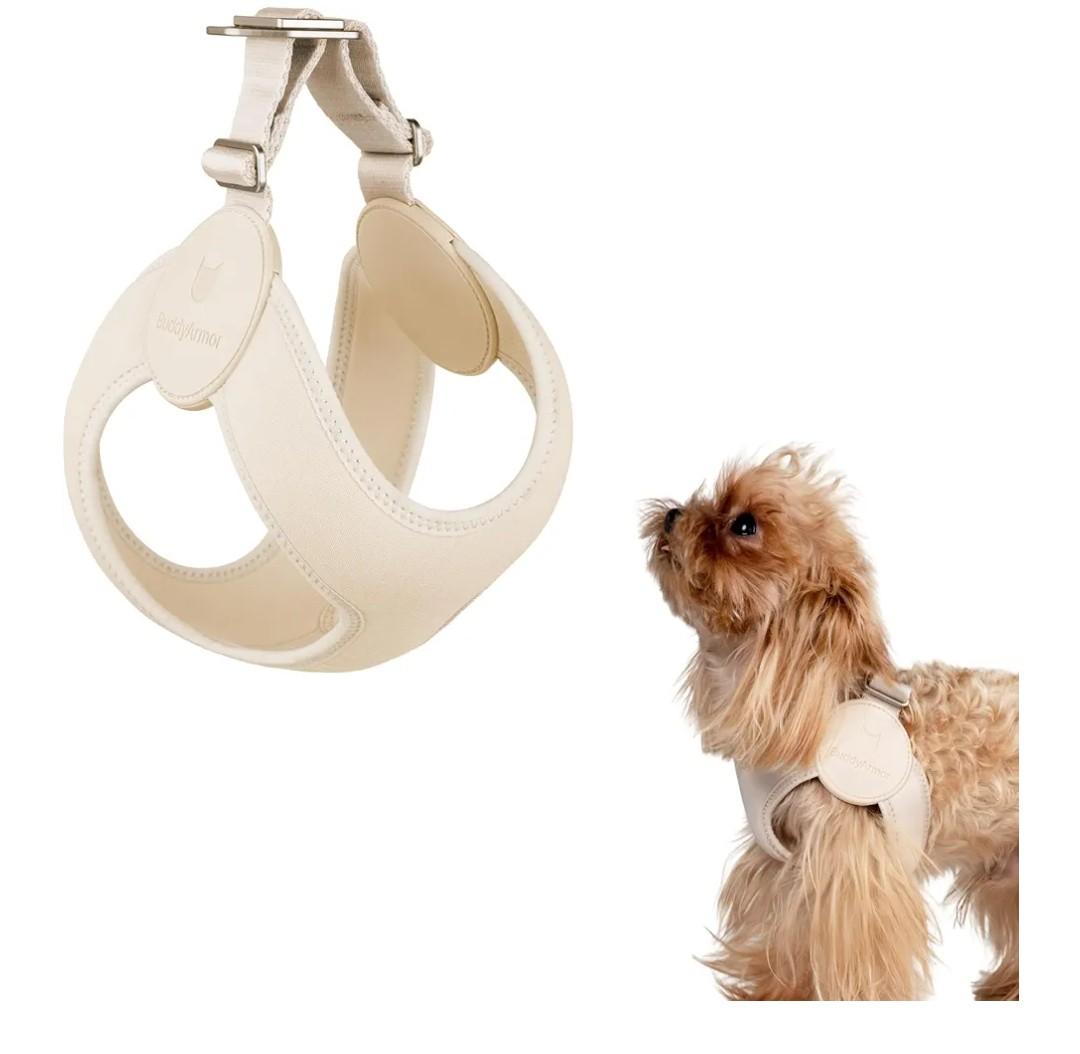 Ultra Comfortable Dog Harness Adjustable Soft Dog Vest, Alloy Buckle Closure Lightweight Stretchy Puppy Harness Step in for Small Sized Dogs Walking Training (Linen, M)