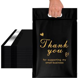 Thank You Poly Mailer with Handle, Waterproof and Tear-Resistant Shipping Bags for Clothing, 3mil Thick Strong Mailing Bags with Self-Seal, 10x13 Inch 100 PCS.