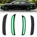 Green LED Side Marker Light for Dodge Charger 2015-2025 Front Rear Bumper Lights Bumper Marker Lamp Kit 4PCS Smoked Lens