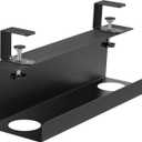 ZhiYo Steel 15.8in Cable Management Under Desk Tray, XL Clamp-On Under Table Cable Tray, No Drill Cord Hider Organizer for Desk, Wire Management Raceway, Black, W4.9in x H5.9in